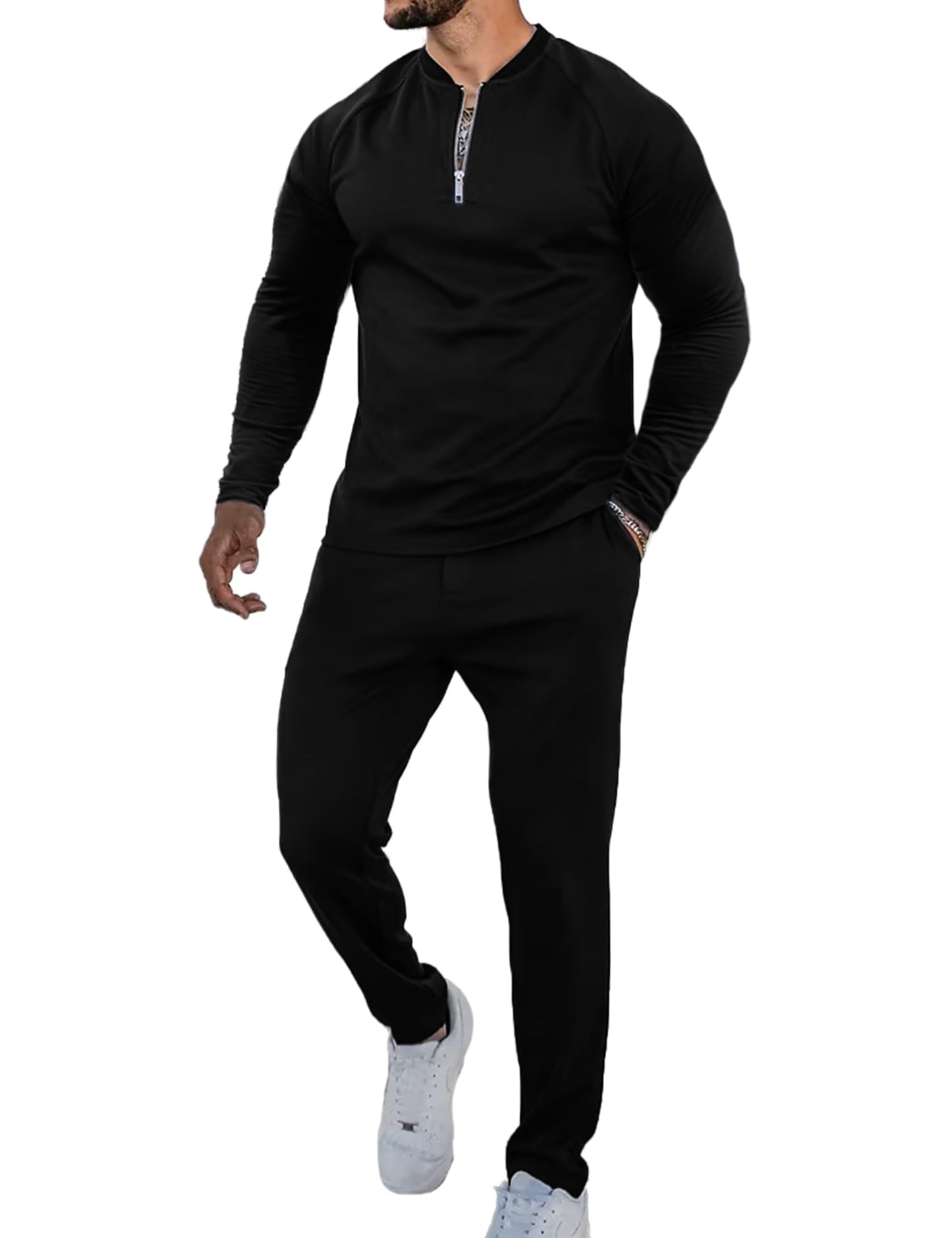 LecGee Men's 2-Piece Polo Jogger Suit
