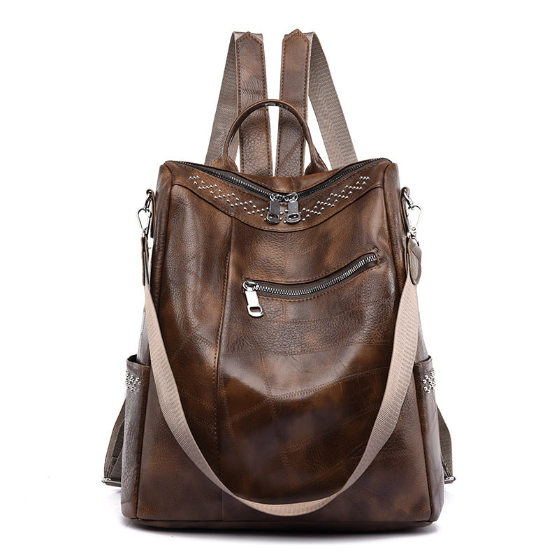 Women's Retro Casual Soft Leather Large Capacity Backpack