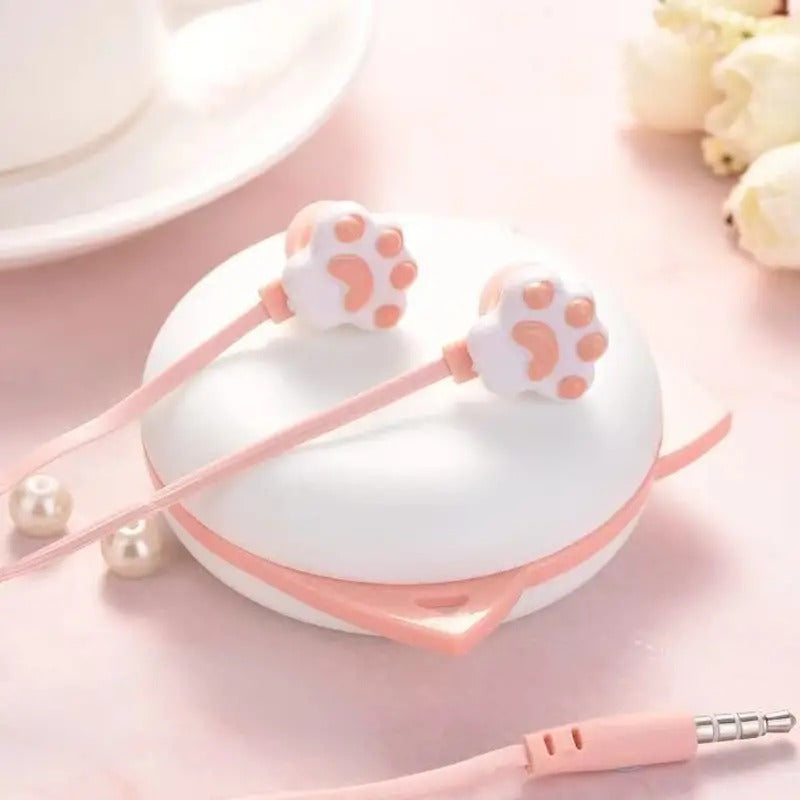 Pink Cat Claw Wired Earphones for Android with Mic