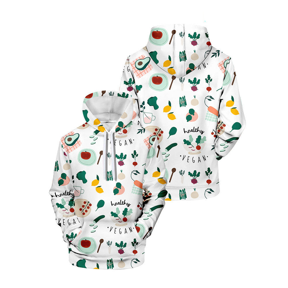3D Printed Hooded Sweatshirt with Creative Veggies