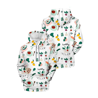 3D Printed Hooded Sweatshirt with Creative Veggies