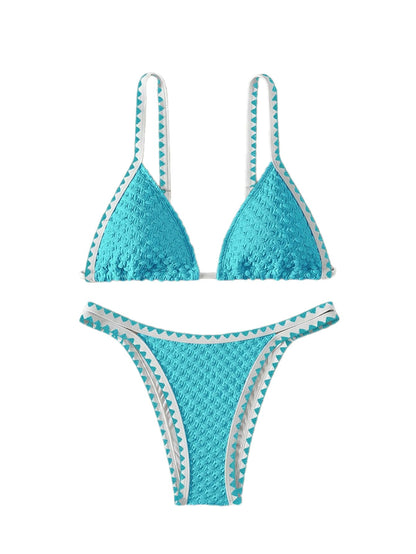 SHENHE Womens Triangle Bikini 2 Piece Swimsuit Tie Back High Cut Sexy Bathing Suit Light Blue X-Small
