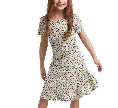Jessica Simpson Girls Midi Ruffle Dress - Casual Leopard Summer Sundress (4-16)