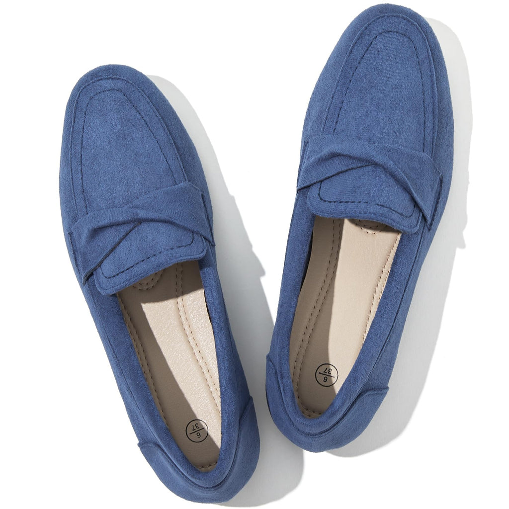 POVOGER Classic Women's Loafers - Navy Blue Slip-On Comfort Flats