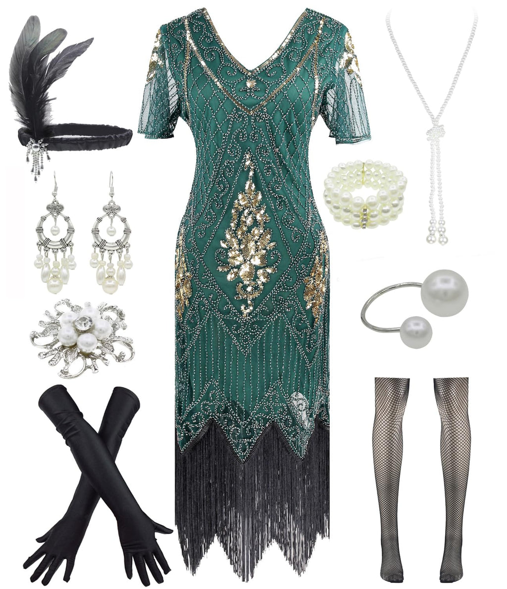 Plus Size 1920s Gatsby Glam Flapper Costume Set
