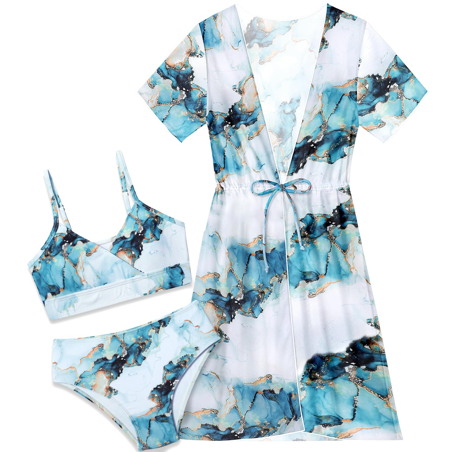 Tropical Escape Girls' 3-Piece Swimsuit Set 10-12T
