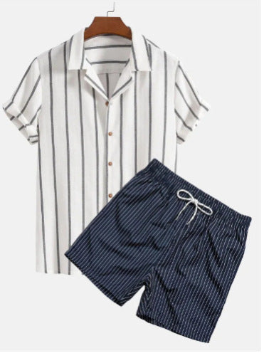 Men's Casual 3D Printed Hawaiian Shirt and Shorts Set