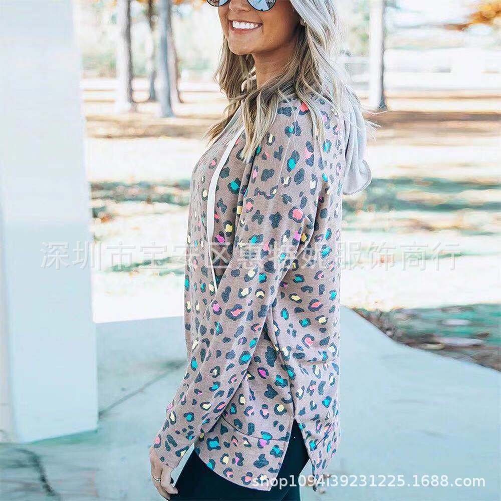 Fashionable Leopard Print Hooded Sweatshirt for Women