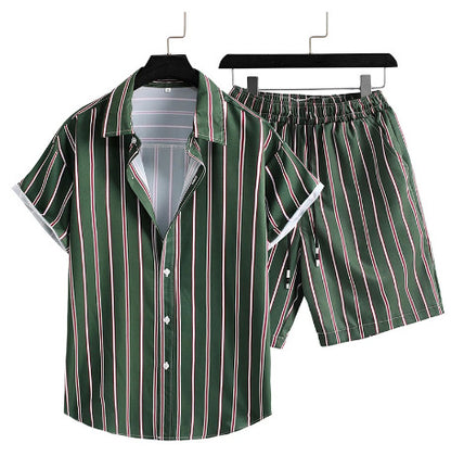 Men's Casual 3D Printed Hawaiian Shirt and Shorts Set