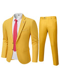 MYS Men's Slim 2-Piece Suit with Tie - Yellow