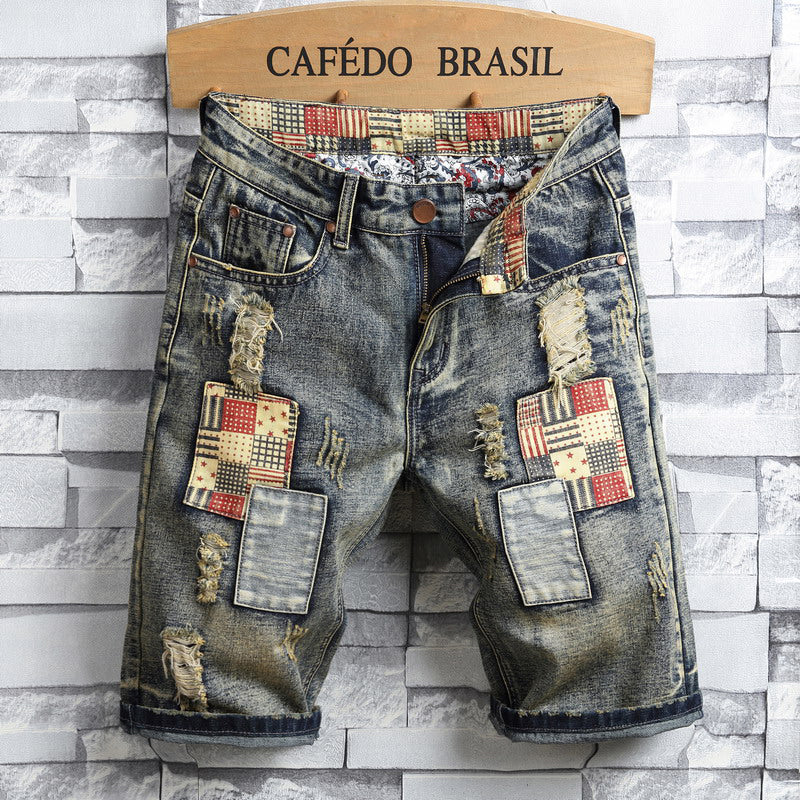 Men's Retro Trendy Ripped Five-Point Summer Shorts