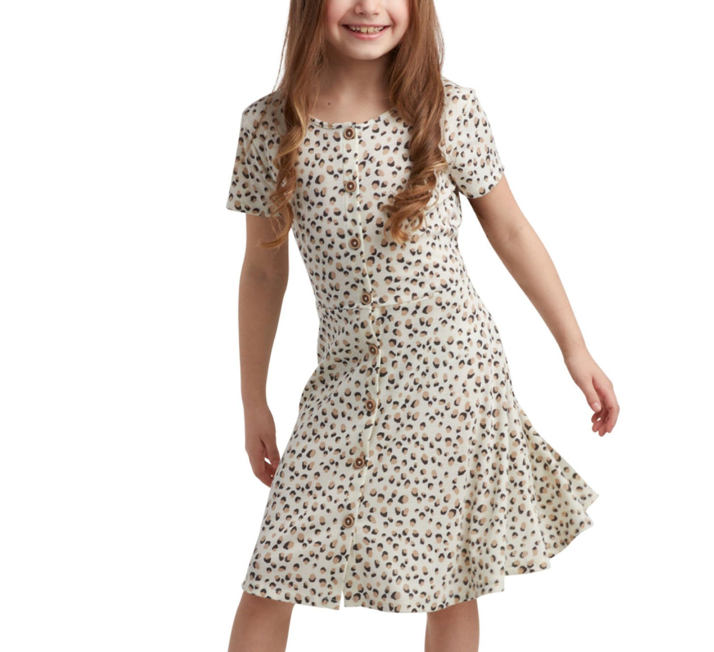 Jessica Simpson Girls Midi Ruffle Dress - Casual Leopard Summer Sundress (4-16)