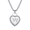 CALIS Silver Heart Initial Pendant - Stainless Steel Personalized Letter Necklace