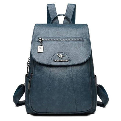Large Capacity Women's Soft Leather Travel Backpack