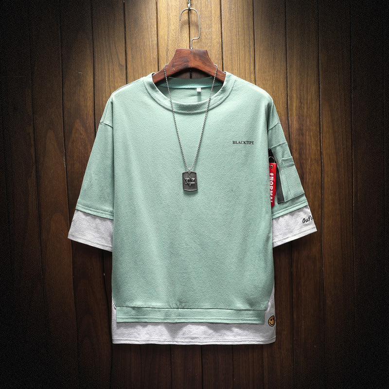Men's Fashion Summer Color Block Short Sleeve T-Shirt
