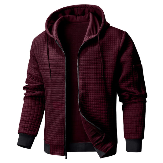 Wizoat Men's Lightweight Zip Hoodie - Red