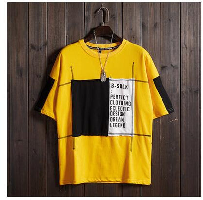 Men's Hip Hop Color Block T-Shirt - Casual Short Sleeve