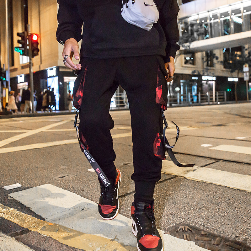 Men's Hip-Hop Cargo Pants with Tapered Cuffs
