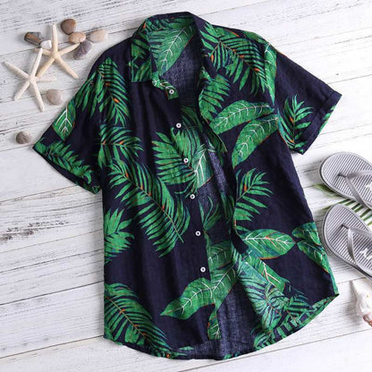 Floral Print Men's Short Sleeve Vacation Shirt