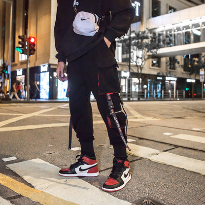Men's Hip-Hop Cargo Pants with Tapered Cuffs