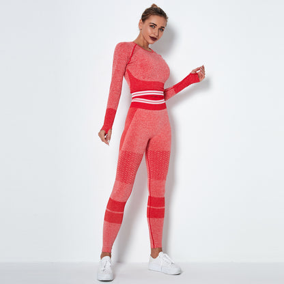 2020 Women's Seamless Knitted Yoga Set with Long Sleeves