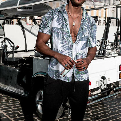 Floral Print Men's Short Sleeve Vacation Shirt