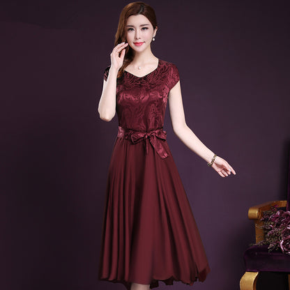 Printed Mid-length Blue Slim Fit Dress