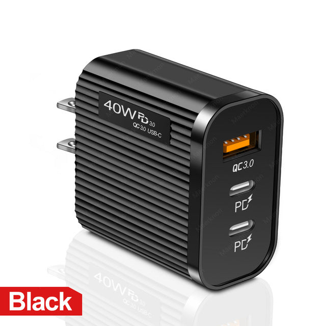 Dual PD & USB Fast Charging Adapter for Apple/Android