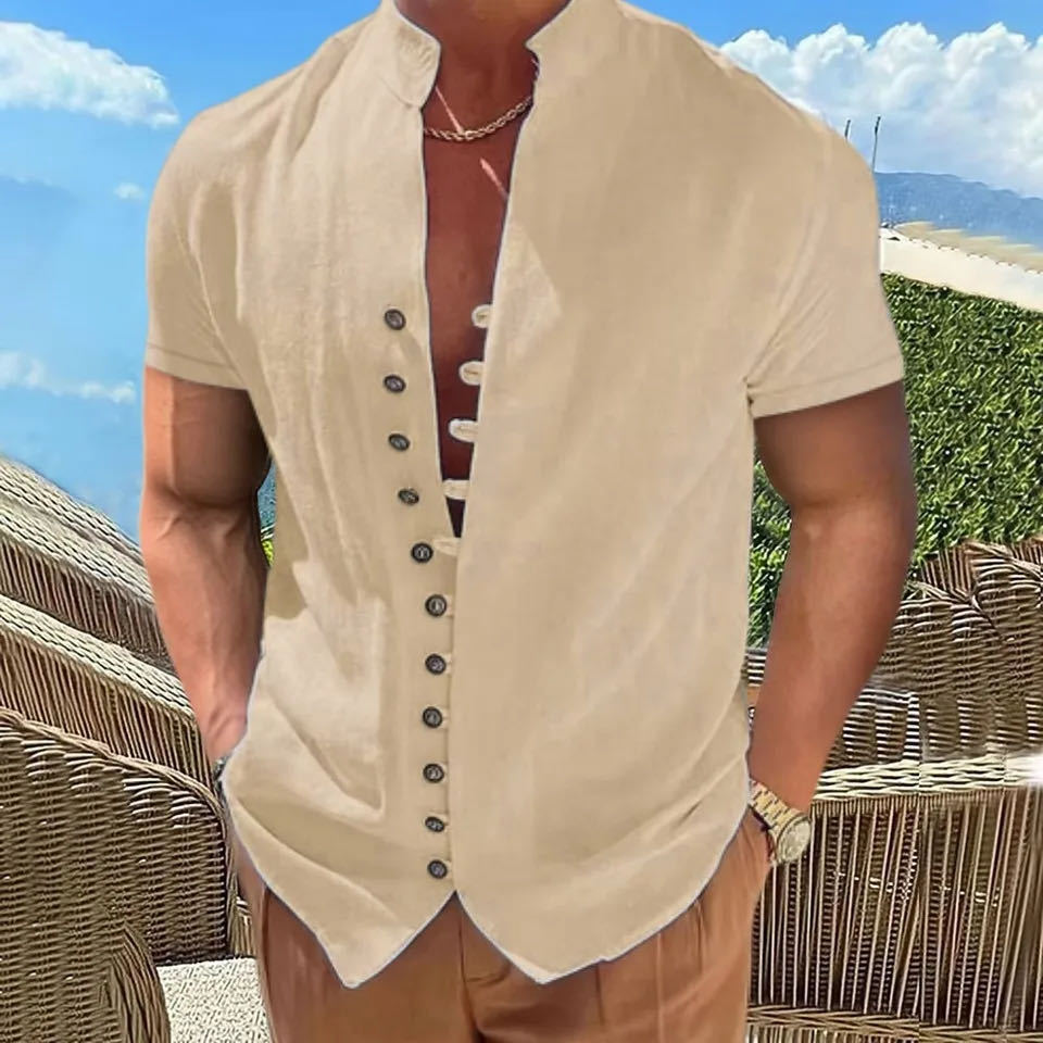Men's Slim Fit Solid Color Short Sleeve Shirt