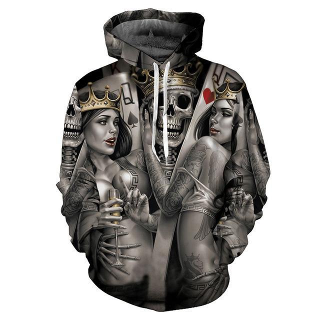 3D Printed Hooded Sweatshirt with Skeleton Design