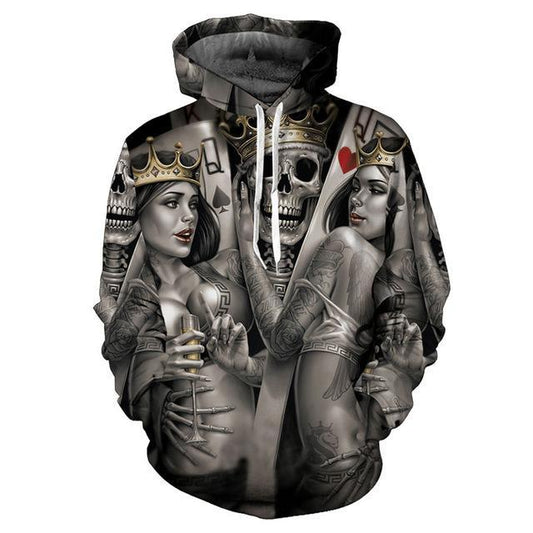 3D Printed Hooded Sweatshirt with Skeleton Design