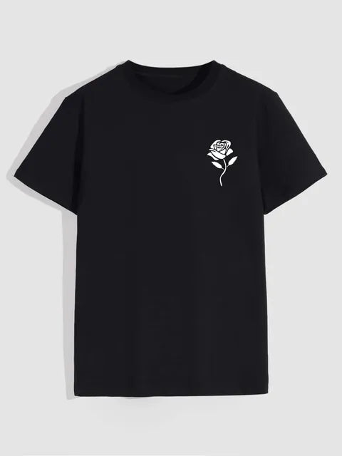 Men's Rose Motif Crew Neck Tee