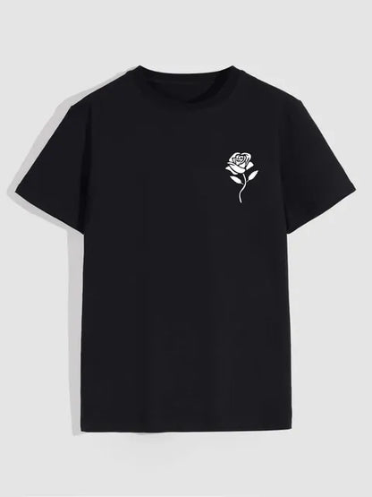 Men's Rose Motif Crew Neck Tee