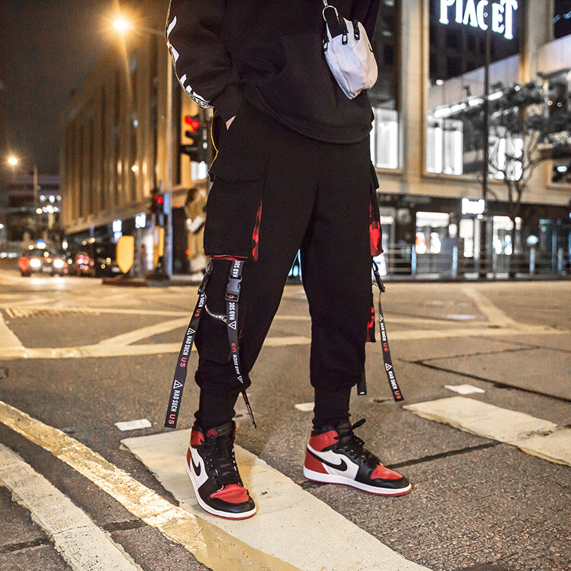 Men's Hip-Hop Cargo Pants with Tapered Cuffs