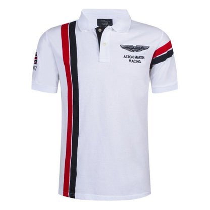 Golf Short Sleeve Polo Shirt with Vertical Stripes