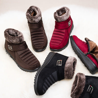 Beijing Cloth Shoes with Fleece Flat Short Boots