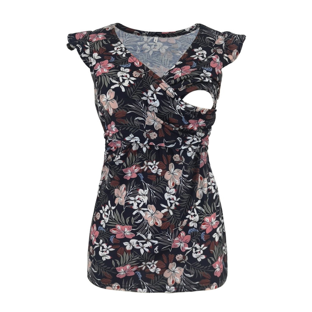 Chic Nursing Maternity Dress with V-Neck