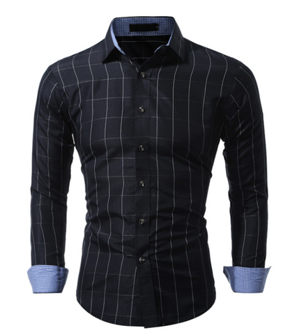 Men's Classic Color Block Slim Fit Long Sleeve Shirt