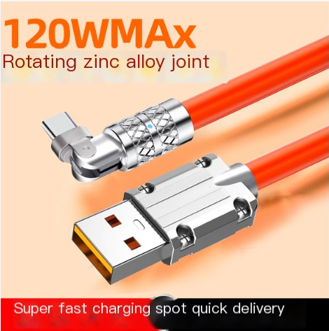 180-Degree Zinc Alloy Fast Charging Cable for Apple & Android