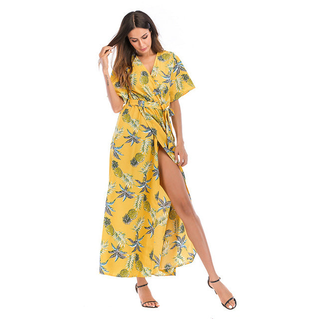 2022 Summer Women's Floral V-Neck Maxi Dress