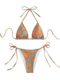 Tainehs Chic Halter Bikini Set - Triangle Thong Swimsuit Orange