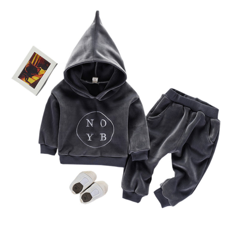 Kids Velvet Hoodie Set for Boys and Girls (2-Piece)