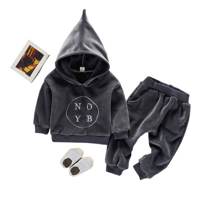 Kids Velvet Hoodie Set for Boys and Girls (2-Piece)