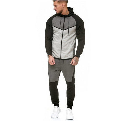 Casual Color Block Hoodie and Pants Set