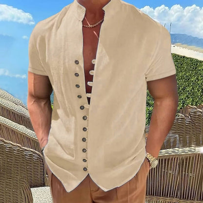 Men's Slim Fit Solid Color Short Sleeve Shirt