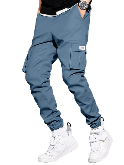 PLEPAN Mens Cargo Pants Casual Joggers Elastic Waist Drawstring Tapered Pants for Men Relaxed Fit with Multi Pockets Khaki XX-Large