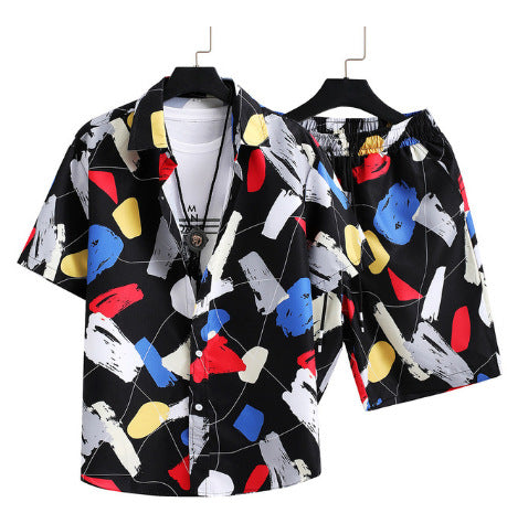 Men's Casual 3D Printed Hawaiian Shirt and Shorts Set