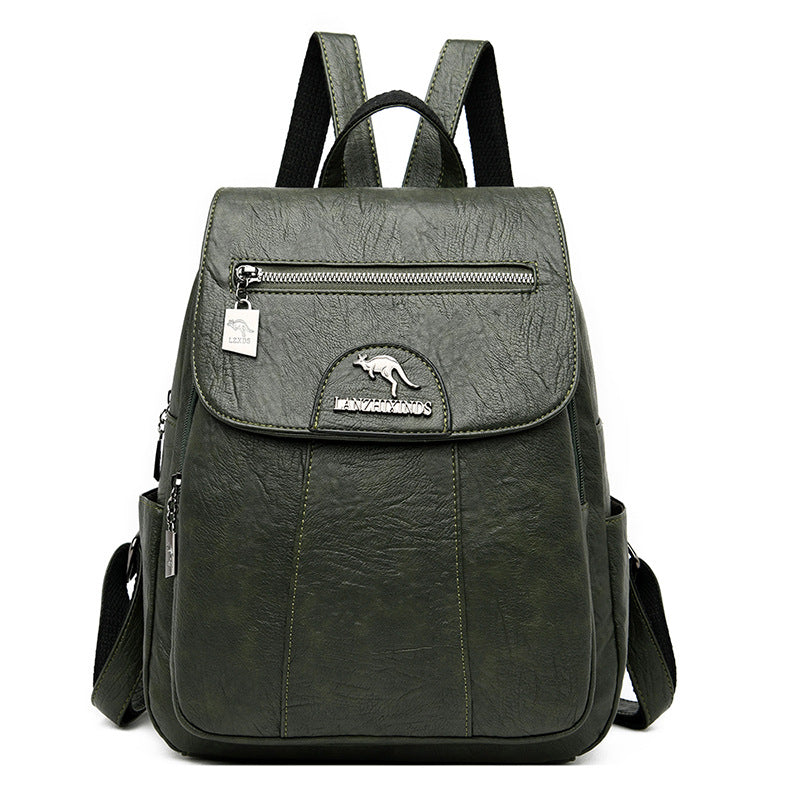 Large Capacity Women's Soft Leather Travel Backpack
