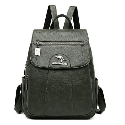 Large Capacity Women's Soft Leather Travel Backpack