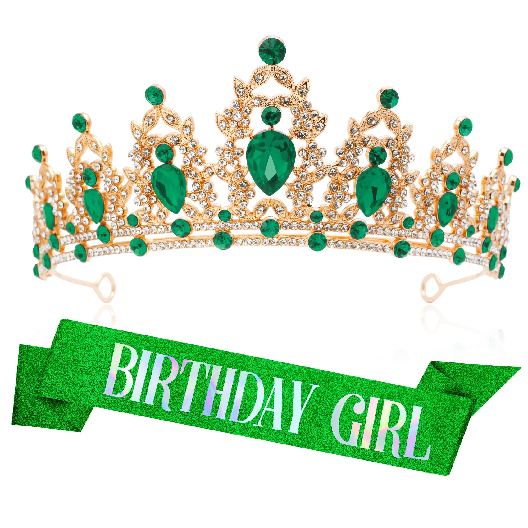 Birthday Queen Tiara and Glitter Sash Set